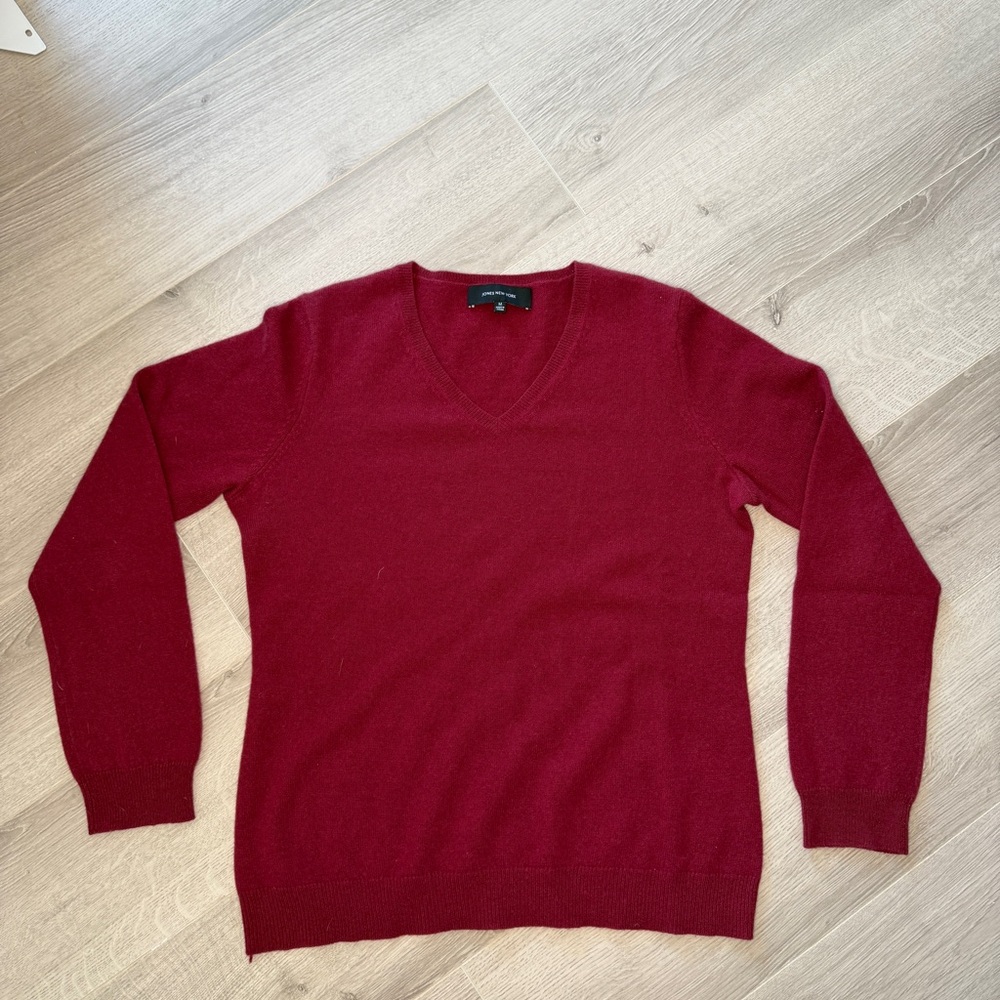 Jones New York Women's V-Neck Sweater - Deep Wine Red
